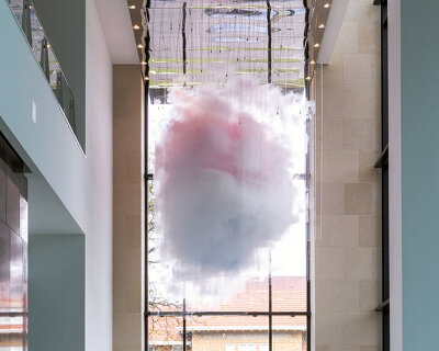 artist david spriggs suspends 'astra' installation as an ephemeral cloud of transparent planes