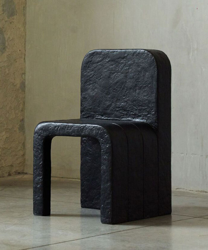 plywood and recycled paper pulp sculpt monolithic furniture collection