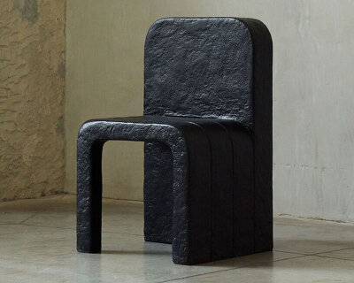 plywood and recycled paper pulp sculpt monolithic furniture collection