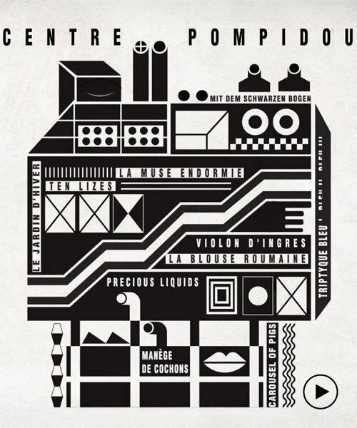 pompidou, guggenheim, tate modern, and more come alive as black and white illustrations