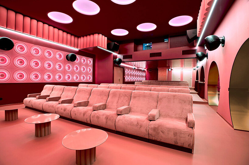 historic parisian cinema is reborn in wes anderson-like pastel hues and velvet touches