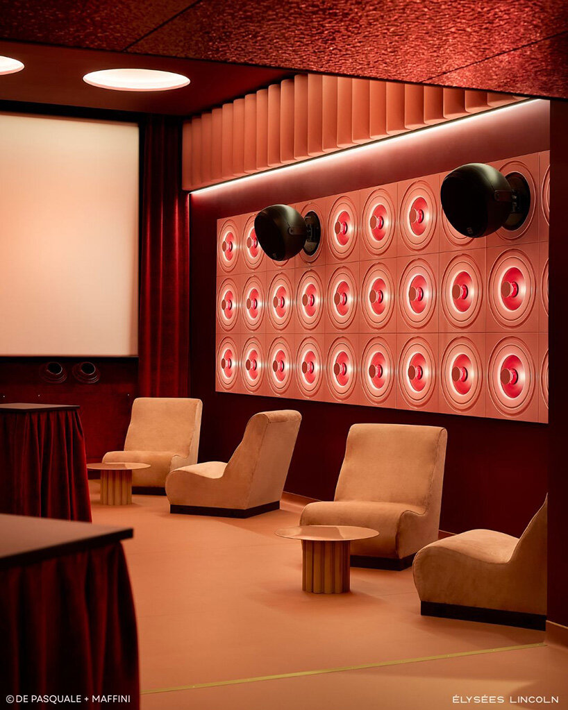 historic parisian cinema is reborn in wes anderson-like pastel hues and velvet touches