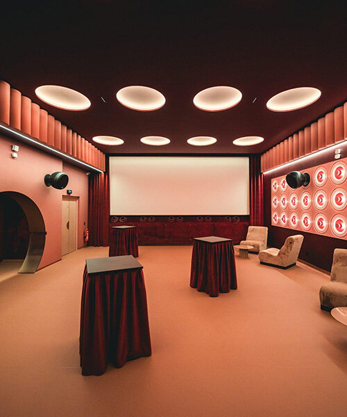 historic parisian cinema is reborn in wes anderson-like pastel hues and velvet touches