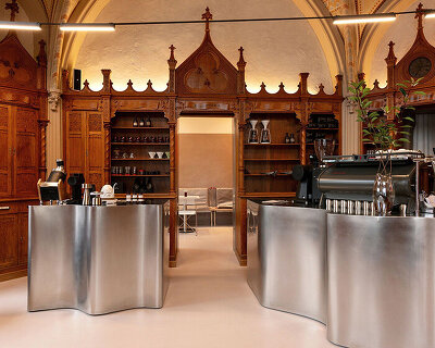 laboratorium café opens within revived neo-gothic apothecary in romania
