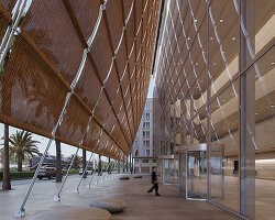 woven vegetal veil shrouds proposed elche congress center by luca poian & frade arquitectos