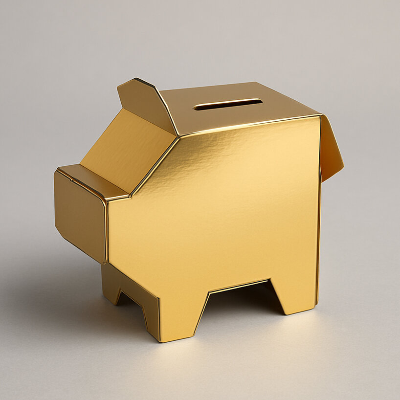 metallic paper piggy bank