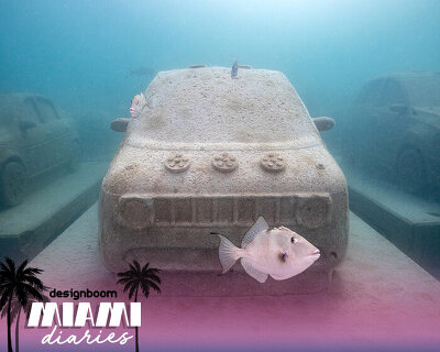 tour leandro erlich's underwater ‘traffic jam’ of concrete coral cars at miami beach's reefline