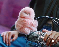 mini attachable robot ‘mirumi’ clings to bags and moves its head when users pet it