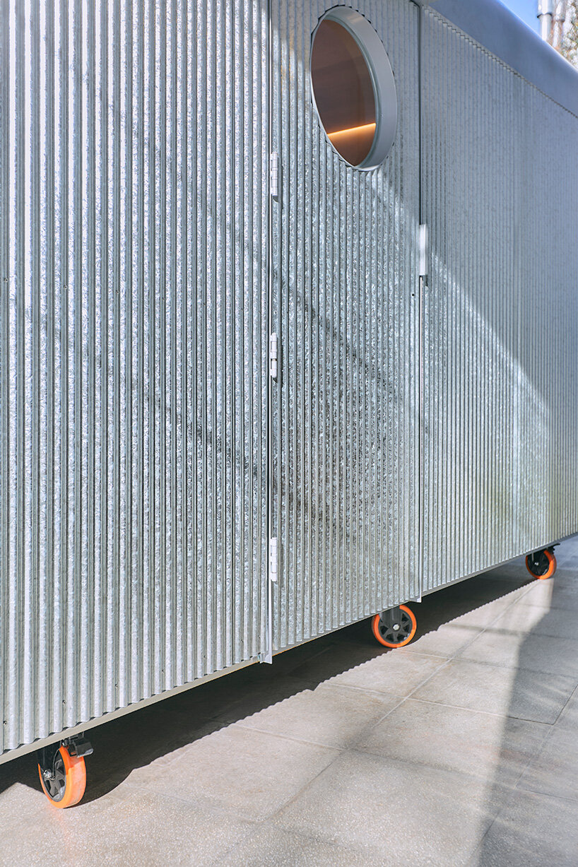 morsa taller builds a 7 sqm mobile office that rolls between sites in buenos aires