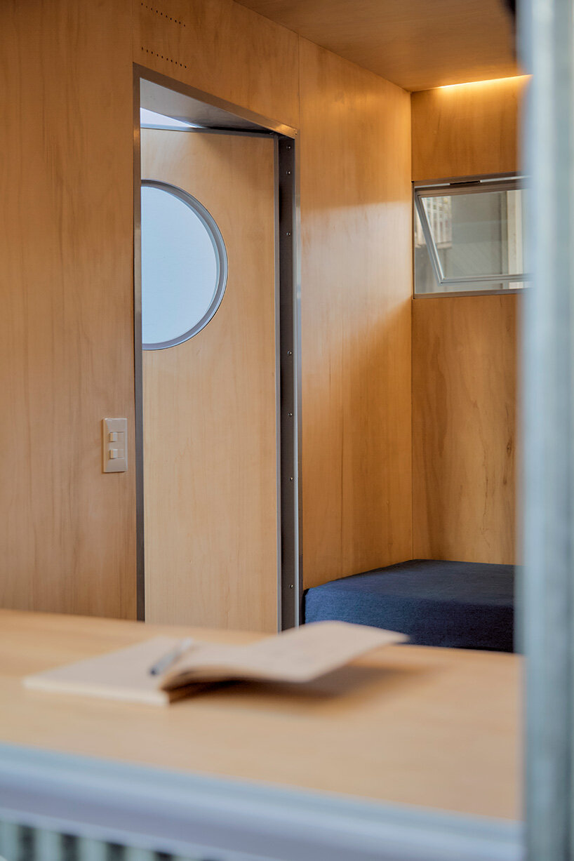 morsa taller builds a 7 sqm mobile office that rolls between sites in buenos aires