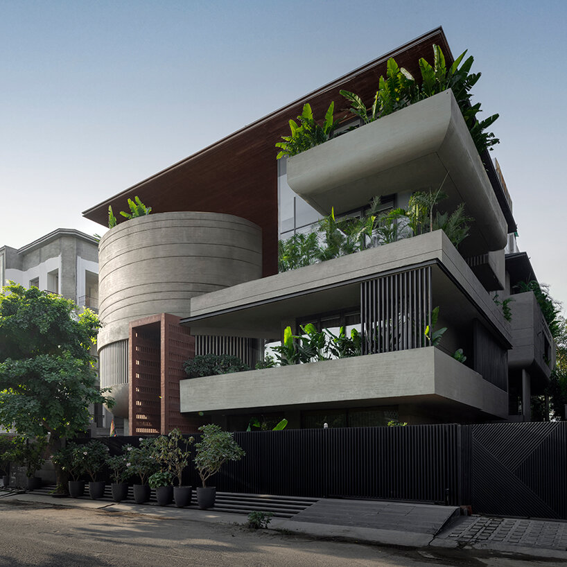 atrey and associates' brutalist home pairs climatic intelligence with material honesty