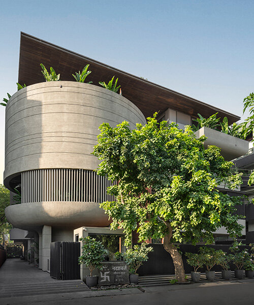 atrey and associates' brutalist home pairs climatic intelligence with material honesty