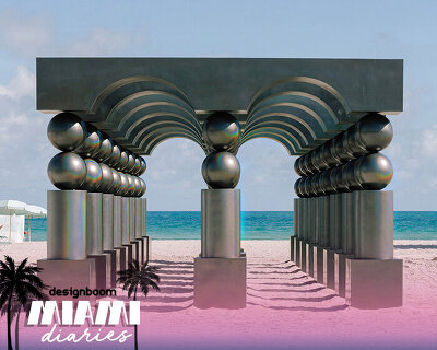 pilar zeta brings iridescent postmodernist shapes to miami beach with 'the observer effect'