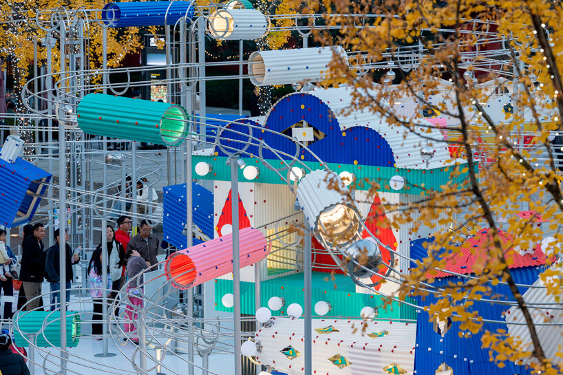 playful rolling ball installation by drawing architecture studio transforms chengdu plaza