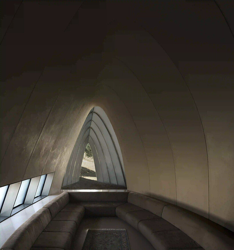 RCR arquitectes' house rises like a blooming structure of ribbed petals in the dubai desert