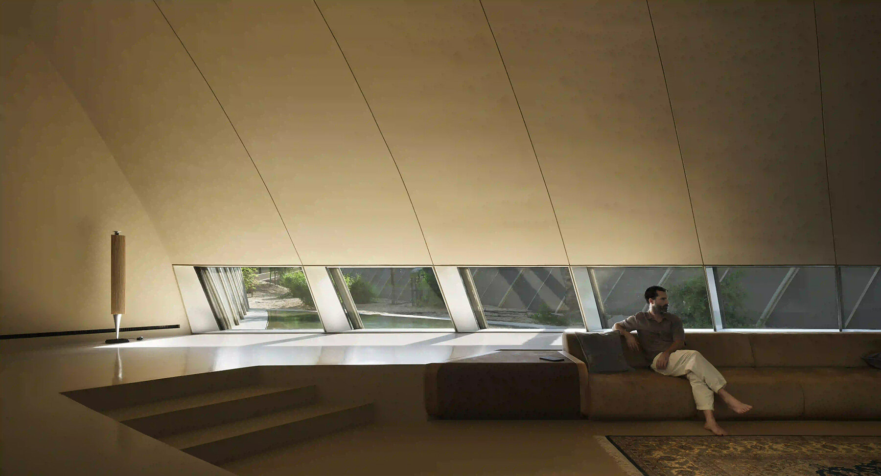 RCR arquitectes' house rises like a blooming structure of ribbed petals in the dubai desert