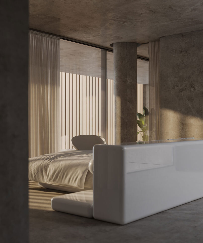 clad in timber, stone house by SHOVK perches over rocky oceanfront slope in portugal