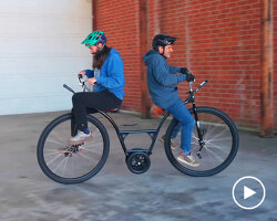 tandem penny-farthing bike lets two riders pedal it at the same time