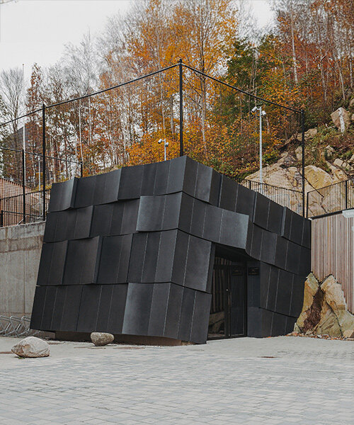 erdegard arkitekter carves 'mountain chamber' threshold to rock cavern in sweden