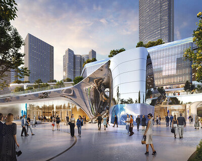 UNS unveils lattice shell theater within central yards on hong kong’s harborfront