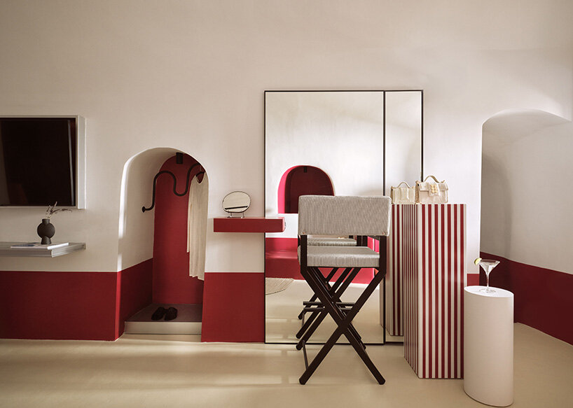 urban soul project redefines the santorini palette through bold red hotel design