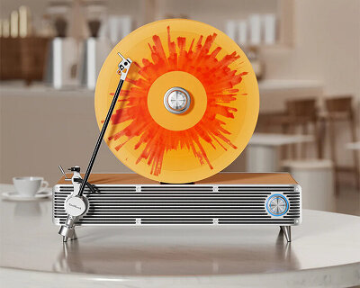 vertical turntable VS-01 lets records stand upright as a design object