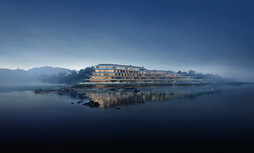 zaha hadid architects shapes stepped coastal retreat for NOT A HOTEL's vertex line in japan