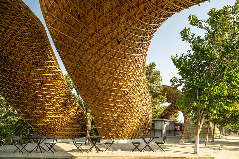 3D printed kitchens and bamboo gridshell form lyth design's food street in india
