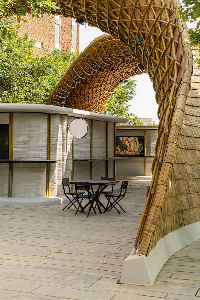 3D printed kitchens and bamboo gridshell form lyth design's food street in india