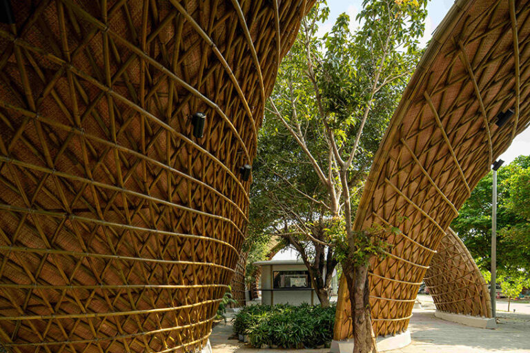 bamboo gridshell shields lyth design's food street in india