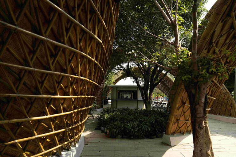 bamboo gridshell shields lyth design's food street in india