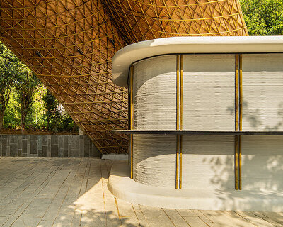3D printed kitchens and bamboo gridshell form lyth design's food street in india