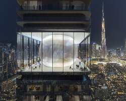 MVRDV embeds luminous, pearl-like lounge into its proposed inaura tower for dubai