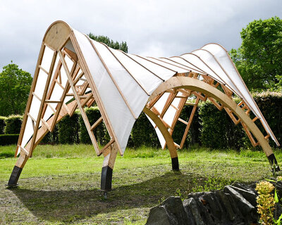 bartlett architecture students use robots to build arkhive reconfigurable timber pavilion