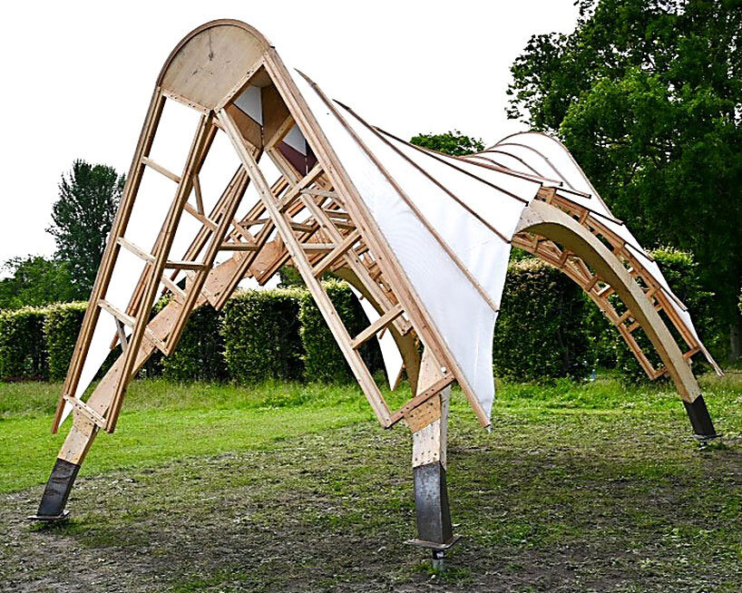 bartlett architecture students use robots to build arkhive reconfigurable timber pavilion