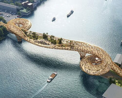 pedestrian bridge of serpentine latticework to bring elevated garden to bangkok