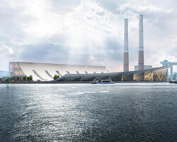 curving rooftop courtyard tops proposed brise-vent havre harbor museum in france