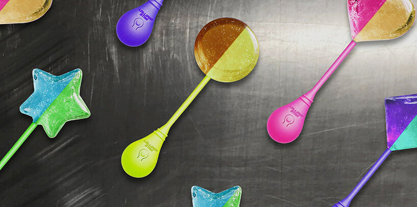 this lollipop lets music travel from your mouth to your ears as you bite into it