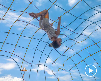 reclaimed materials sculpt textured children’s play structures in india public park