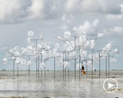 dancing installation by vincent leroy mirrors movements of wind on zanzibar’s shoreline