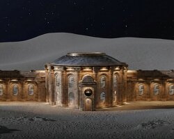 first hotel on the moon plans to use inflatable and stone-like buildings mixed with local soil