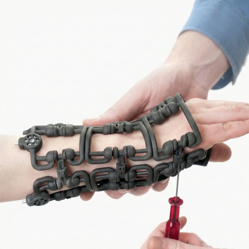 clinicians can screw and unscrew the equipment to adjust the fit