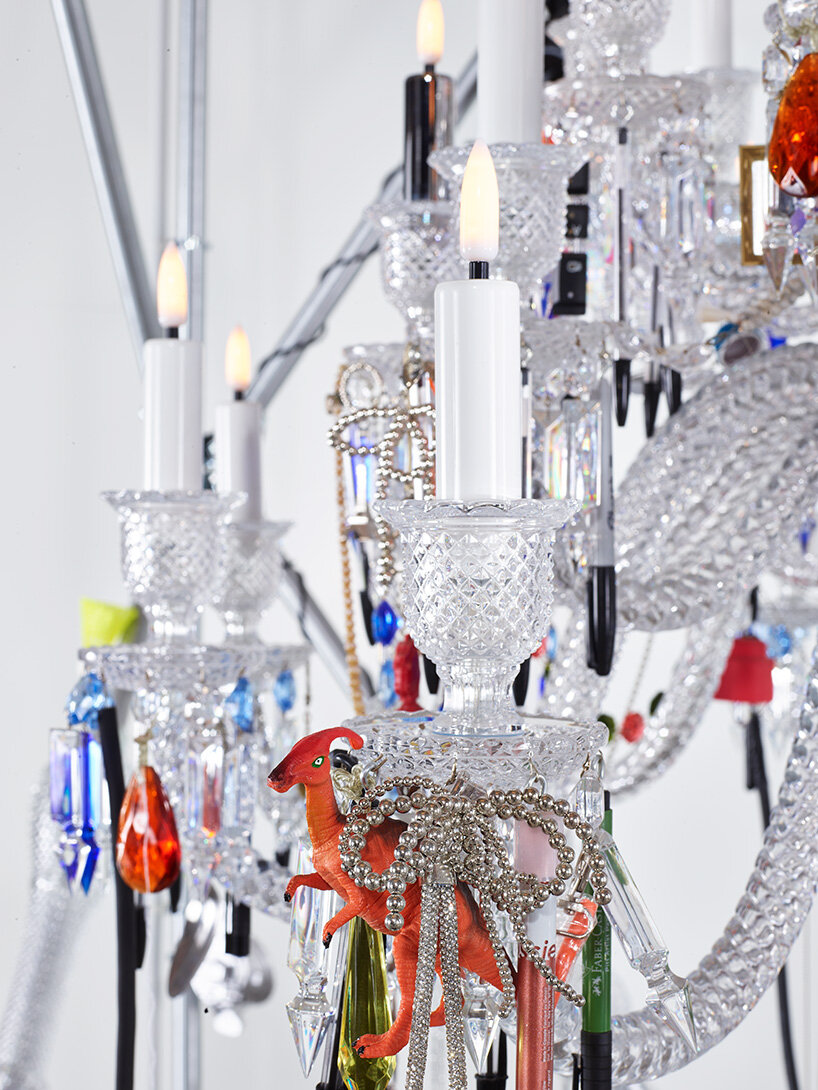harry nuriev swaps crystal for everyday objects in baccarat's chandelier, rethinking value