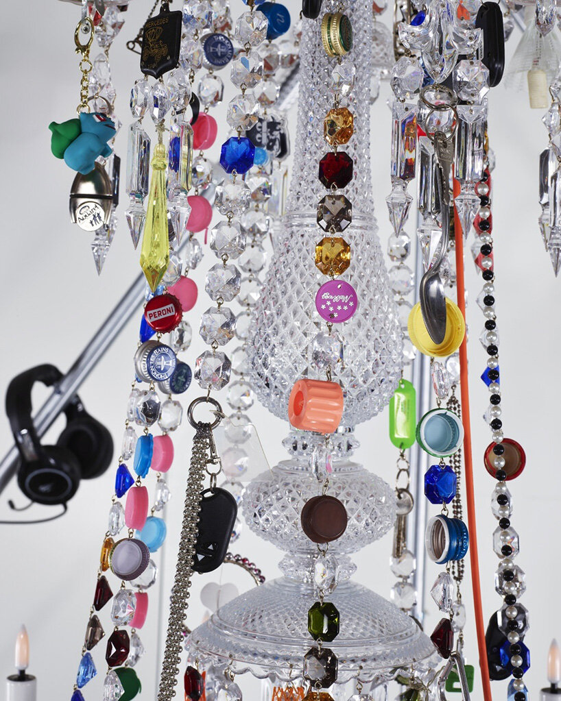 harry nuriev swaps crystal for everyday objects in baccarat's chandelier, rethinking value