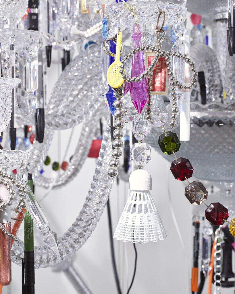 harry nuriev swaps crystal for everyday objects in baccarat's chandelier, rethinking value