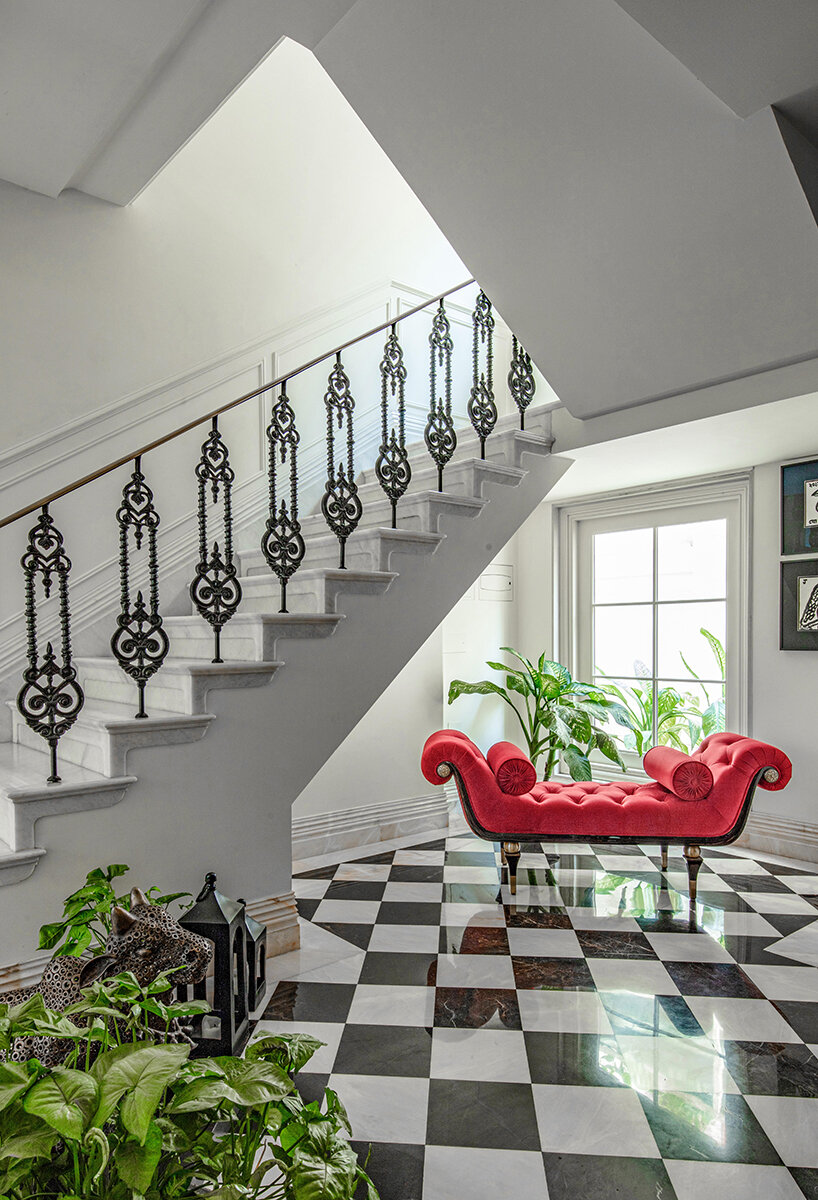 mayfair garden residence is defined by crafted layered textures and natural light in india