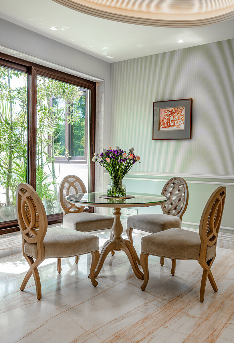 mayfair garden residence is defined by crafted layered textures and natural light in india