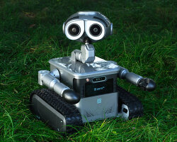 mobile robot with camera eyes monitors smoke and open windows at home