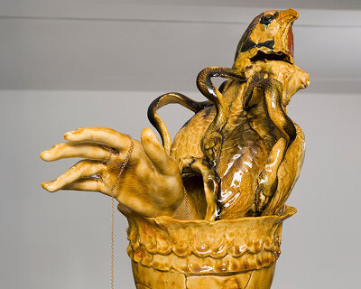 hotel roma: nicole cherubini exhibits surrealist ceramic sculptures at friedman benda