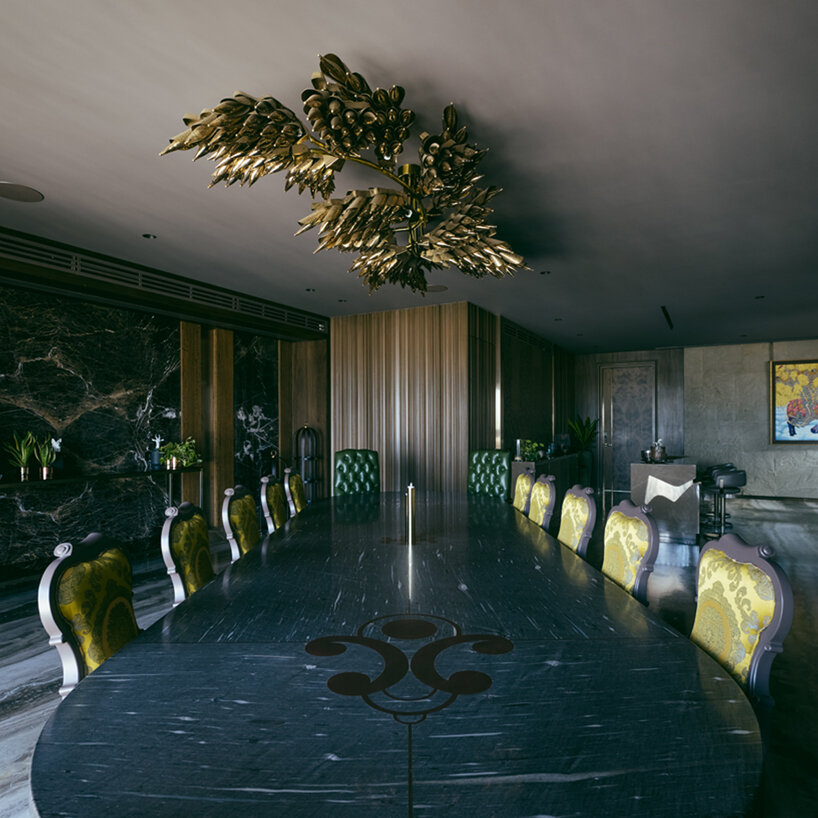 penthouse residence by metaphors blends neo-classical detail with brutalist geometry